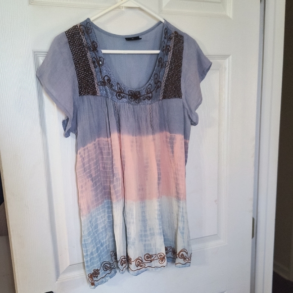 Sacred Threads Tops - Sacred Threads Blue and Pink Embroidered Blouse